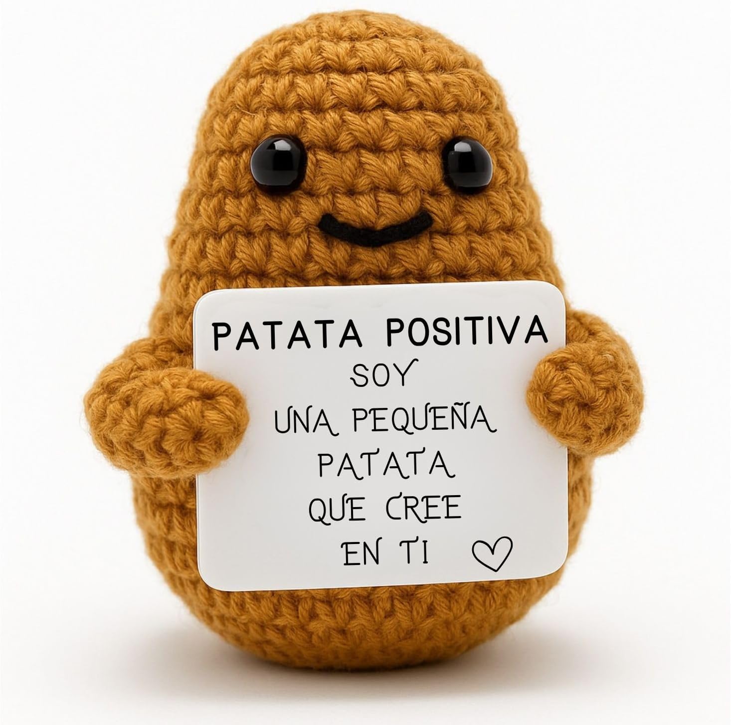 Patata Positiva - patata de ganchillo hecha a mano con mensaje positivo «Creo en ti»