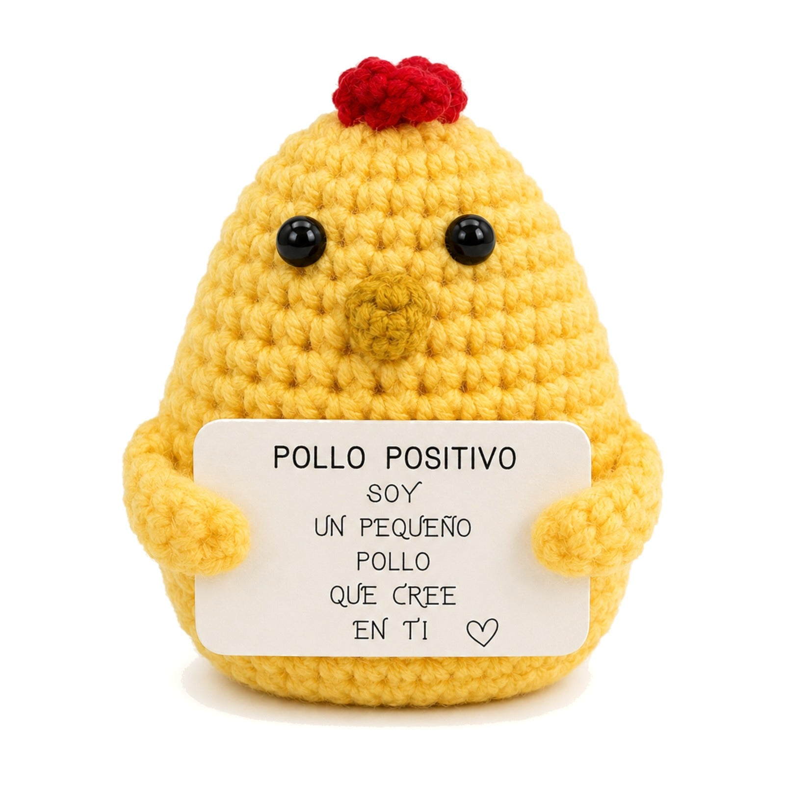 Pollo Positivo - pollito de ganchillo hecho a mano con mensaje positivo