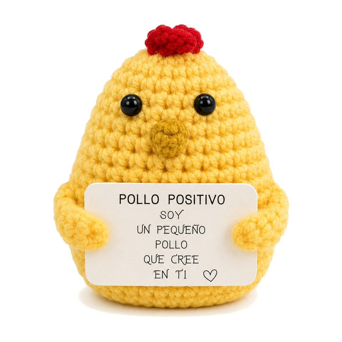 Pollo Positivo - pollito de ganchillo hecho a mano con mensaje positivo