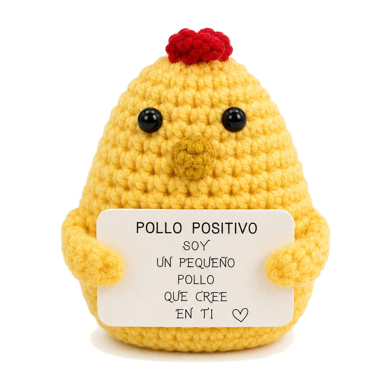 Pollo Positivo - pollito de ganchillo hecho a mano con mensaje positivo