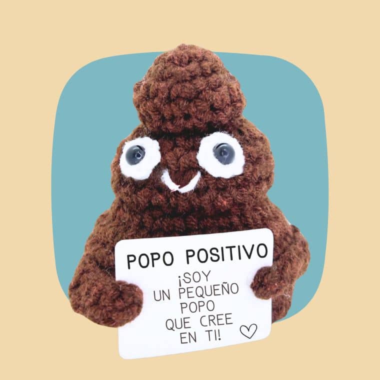 Popó Positivo - caca de ganchillo hecha a mano con mensaje positivo «Creo en ti»